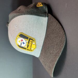 New Era,NFL, Pittsburgh Steelers Men's Gray, Yellow Fitted Hat,L/XL.